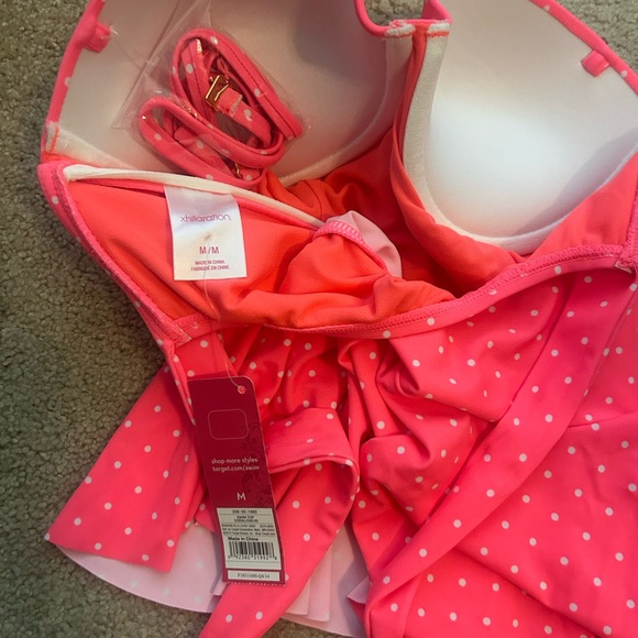 Pink and White Polka Dot Swim Top - Picture 3 of 3